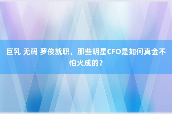 巨乳 无码 罗俊就职，那些明星CFO是如何真金不怕火成的？